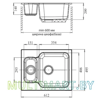 Кухонная мойка GranFest GF-S615K (бежевый) картинка 2